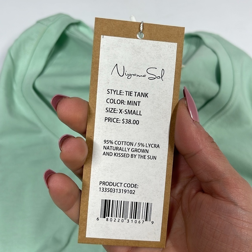 NWT Niyama Sol Mint Green Sleeveless Tie Tank Womens XS - Picture 5 of 7